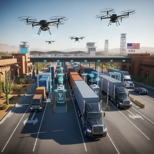 Futuristic Cross-Border Freight Transport Scene | Mexico