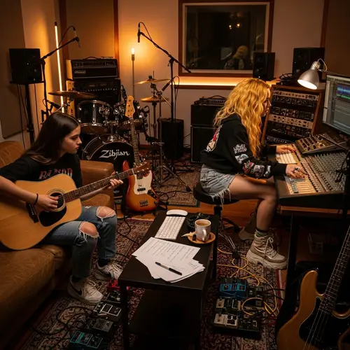 Passionate Artists Creating Music in Recording Studio