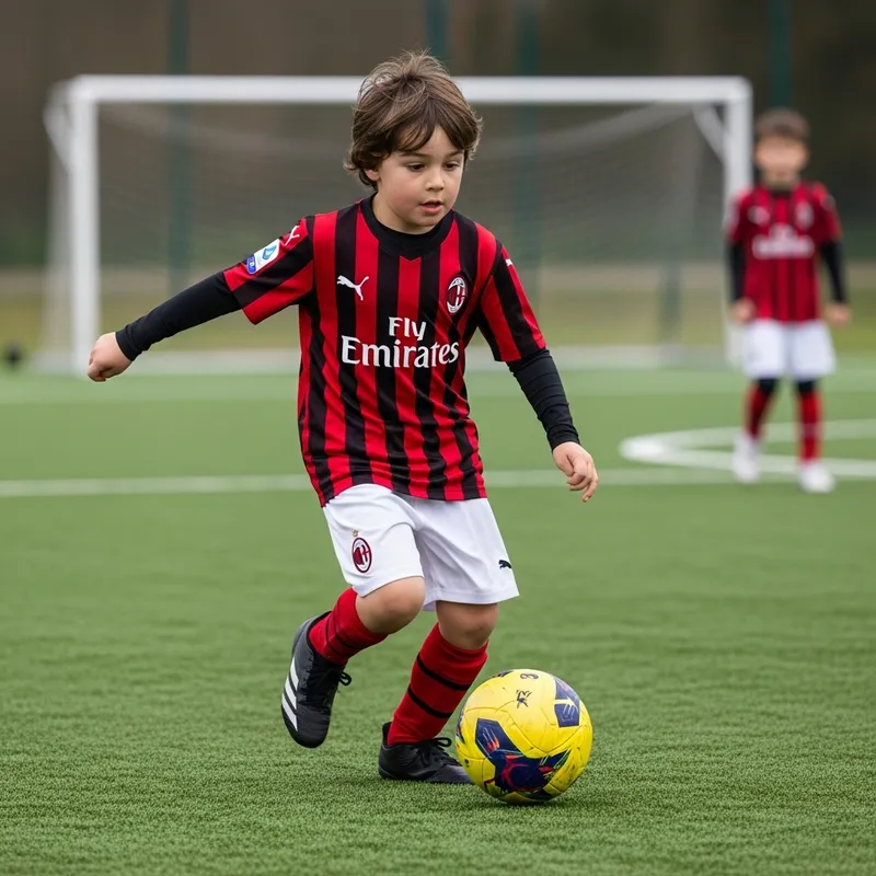 Exciting Debut: Young Boy's First Match with AC Milan