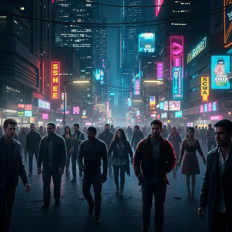 Neon Cyberpunk Cityscape | Crowded Futuristic Metropolis