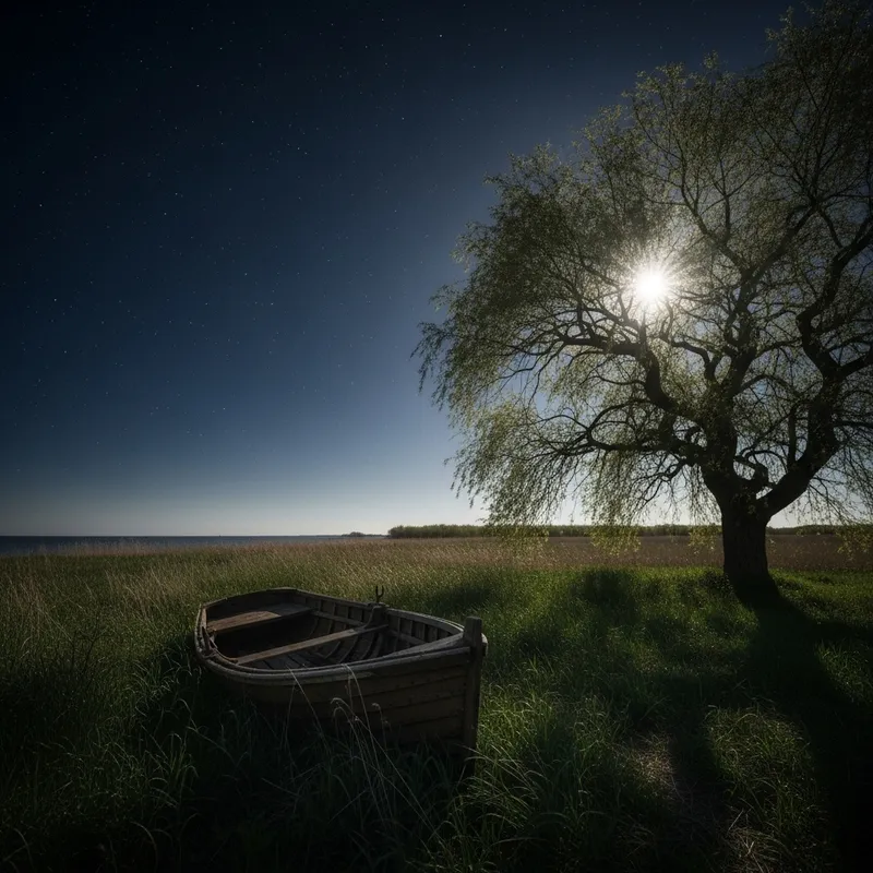 Moonlit Solitude: Enchanting Beauty of a Tranquil Night Moonlit Solitude: Enchanting Beauty of a Tranquil Night