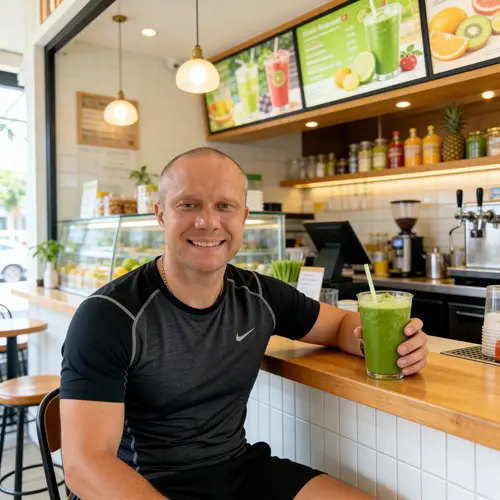 Healthy Lifestyle: Man Enjoying a Green Smoothie