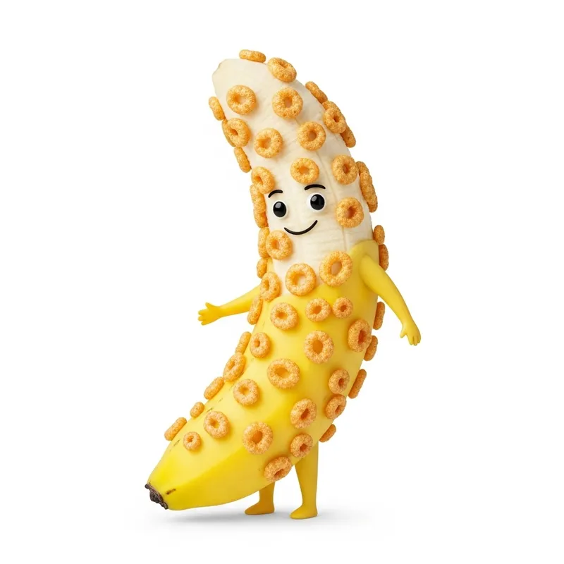 Funny Half Peeled Banana with Cereal Arms & Legs