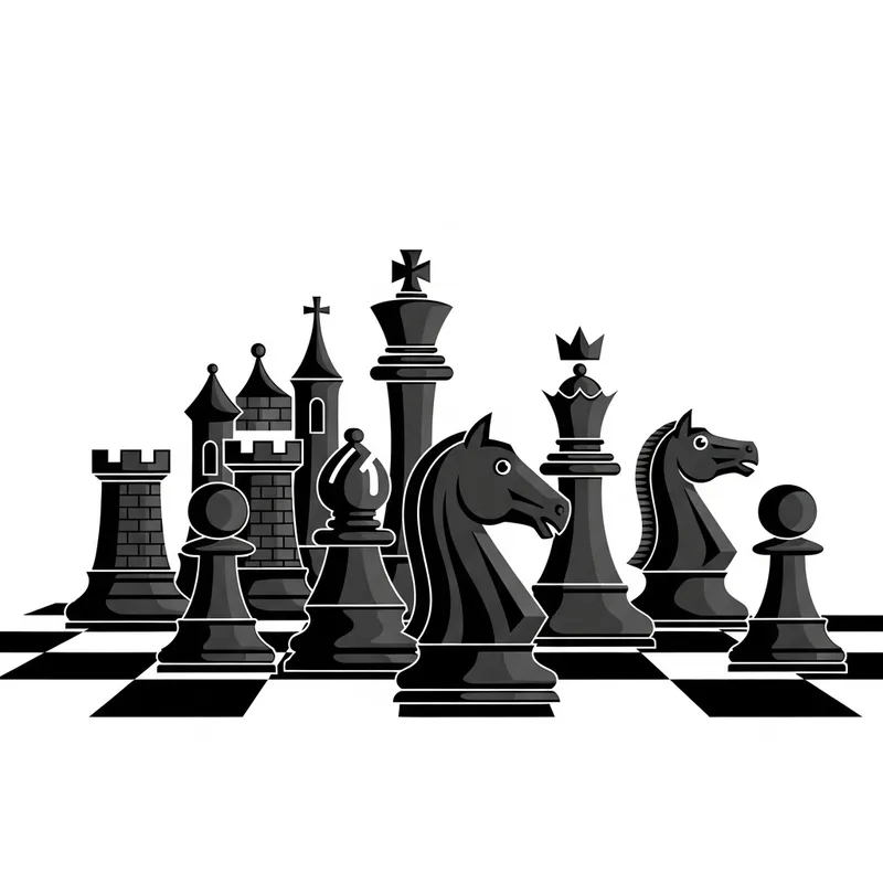 Abstract Chess Pieces: A Visual Harmony