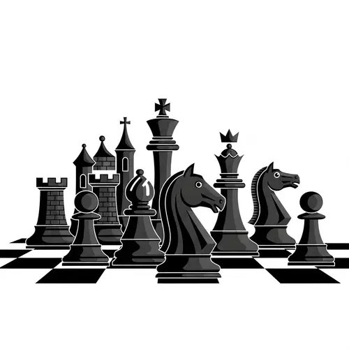 Abstract Chess Pieces: A Visual Harmony