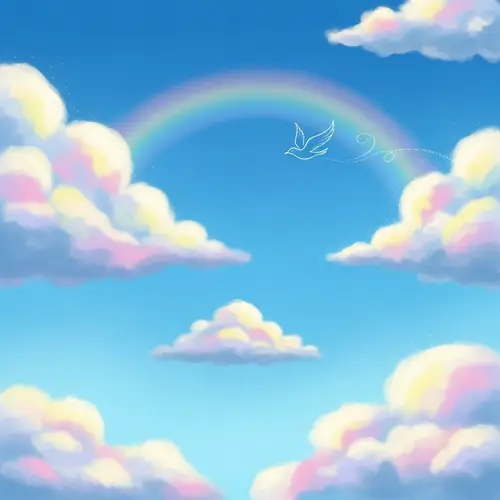 Whimsical Cloud Portfolio Cover | Childlike Wonder in Soft Pastels