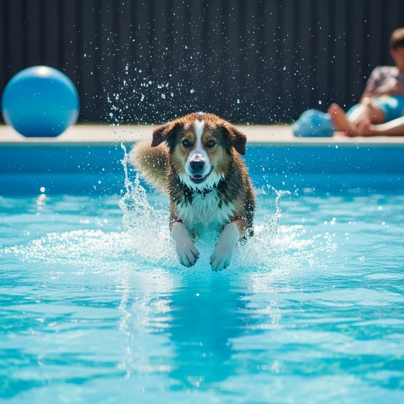 Fun in the Sun: Dog Splashing in a Pool Fun in the Sun: Dog Splashing in a Pool