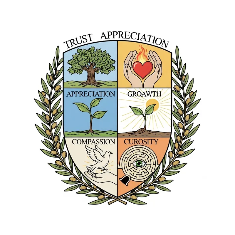 Coat of Arms: Trust, Appreciation, Growth, Compassion & Curiosity