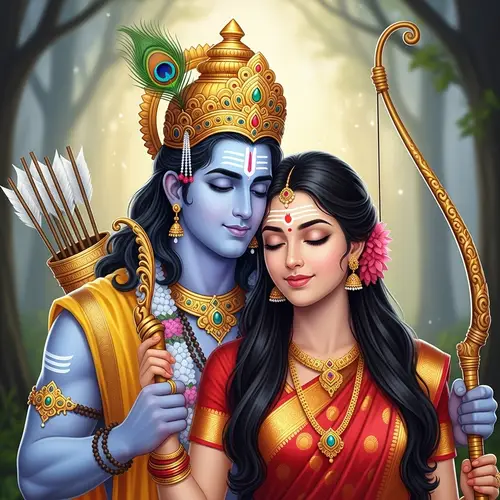 Divine Indian Couple in Traditional Attire | Mythological Love Story