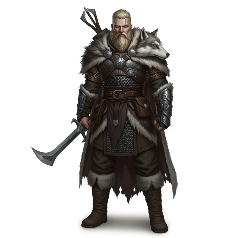 Bearded Viking Hunter in Wolf Hide Armor - Grimdark Dungeons & Dragons Bearded Viking Hunter in Wolf Hide Armor - Grimdark Dungeons & Dragons