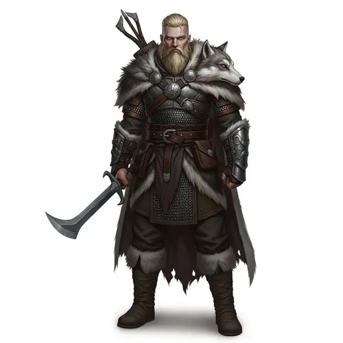 Blonde Viking Hunter Illustration - Dark Dungeons & Dragons Style