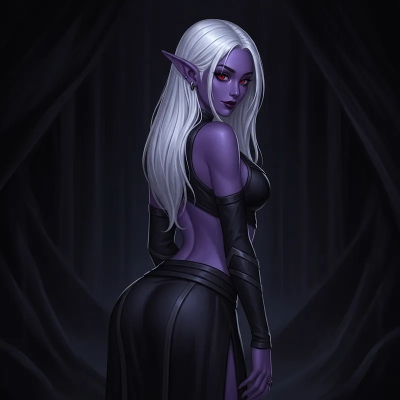 Enigmatic Drow Woman | Darkness & Elegance