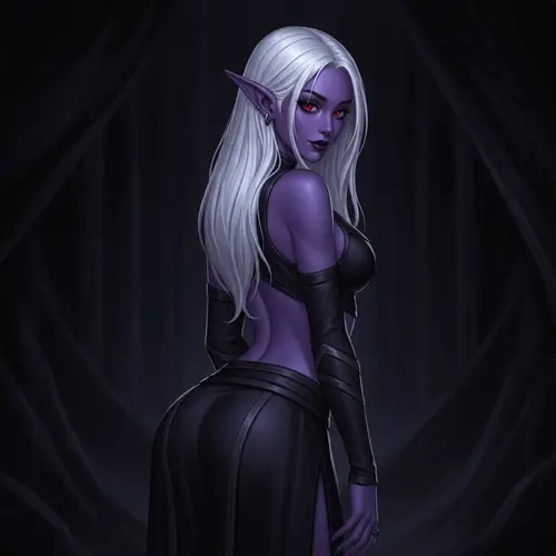 Enigmatic Young Drow Woman | Dark Fantasy Seduction