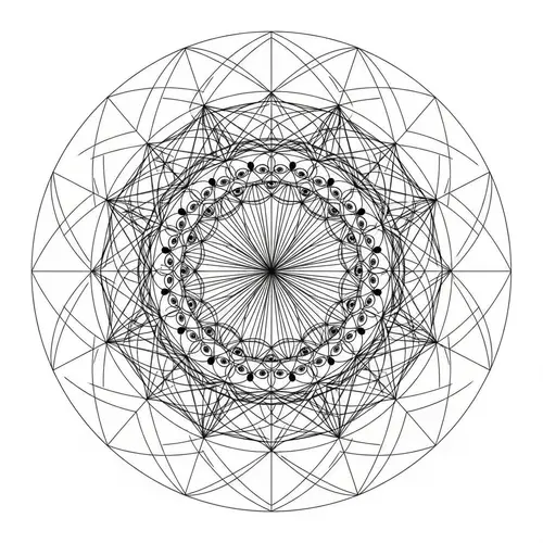 Intricate Circular Artwork: Chords, Arcs, and Symmetry