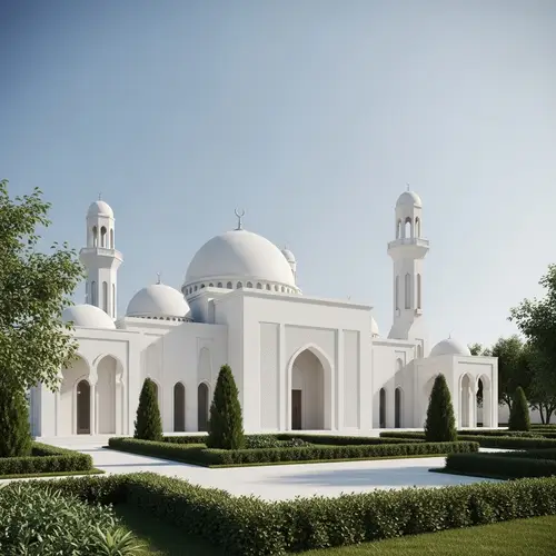 Minimalist Mosque | Serenity in White & Grey
