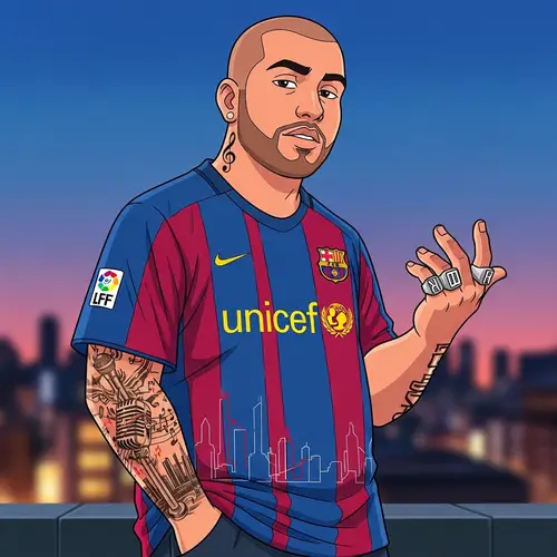 Hispanic Male Rapper with Barcelona Shirt & Tattoos | Disney Style