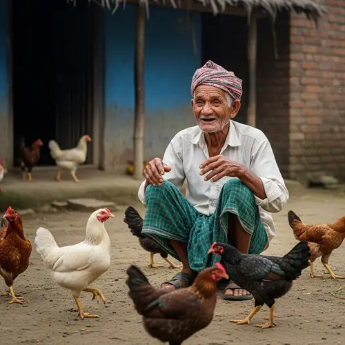 Elderly South Asian Man in Modest Rural Village | Cultural Heritage