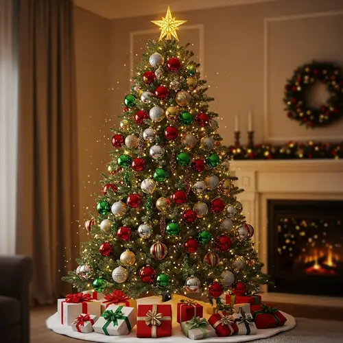 Beautifully Adorned Christmas Tree with Gifts