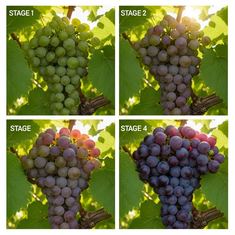Grape Fruit Ripening Stages: Unripe to Ripe Detailed Illustration Grape Fruit Ripening Stages: Unripe to Ripe Detailed Illustration