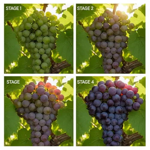 Grape Fruit Ripening Process: From Unripe to Ripe in Detailed Illustration