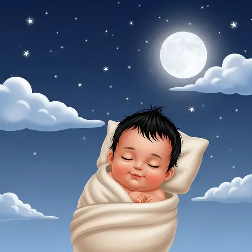 Adorable Baby Sleeping under Moonlit Sky