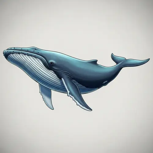 Majestic Whale Illustration with Classic Features in Blue and Grey