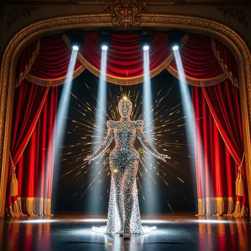 Glimmering Rhinestone Performance Costume on Stage
