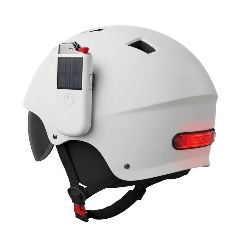 Realistic White Helmet with Solar Lighter | Futuristic Design