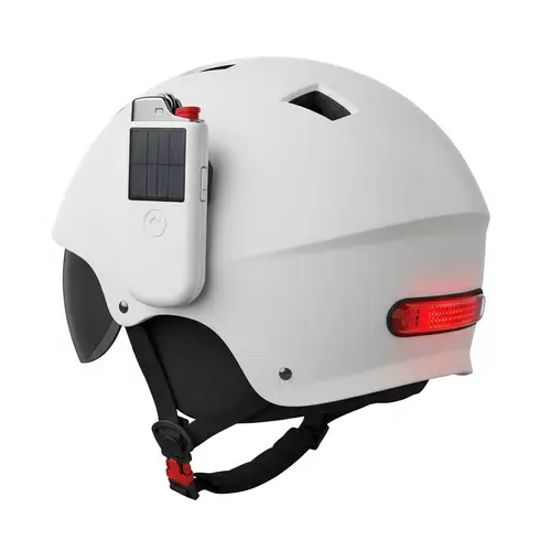 Modern White Helmet with Solar Lighter | Eco-Friendly Design