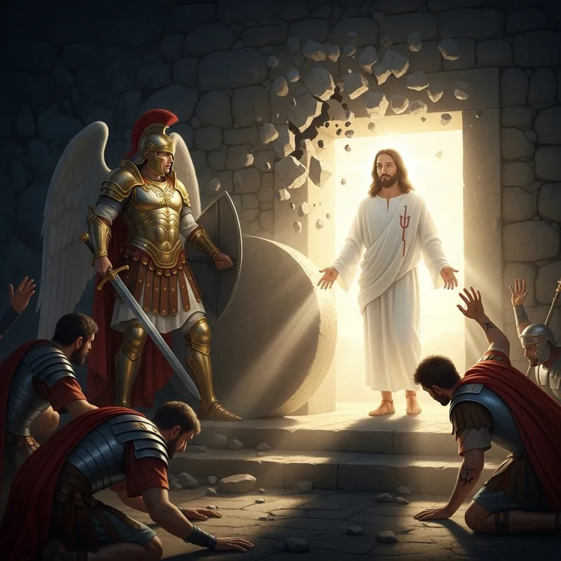 Resurrection of Jesus: Cinematic Renaissance Portrayal with Warrior Angel