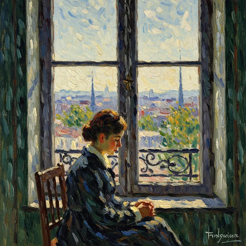 Melancholic Window View: Impressionist Art Melancholic Window View: Impressionist Art
