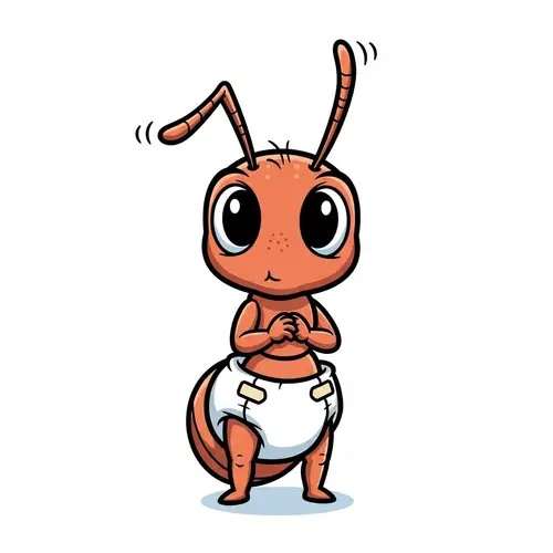 Cartoon Ant in Diapers - Charming and Funny Character