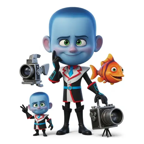 Megamente - Unique Blue Character in Futuristic Outfit