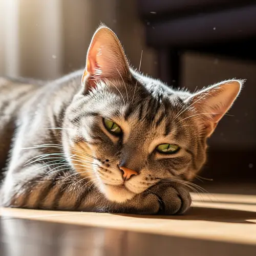 Serene Grey Cat Basking in Sunlight