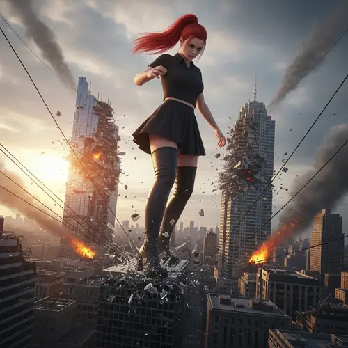 Giganta's Rampage: A City in Ruins