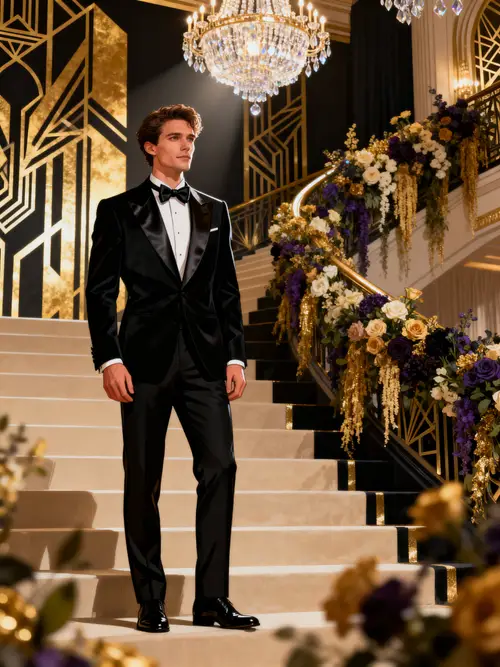 Dazzling Male Model at the Opulent Met Gala