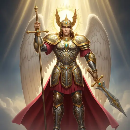 Saint Michael - Divine Celestial Being with Golden Halo