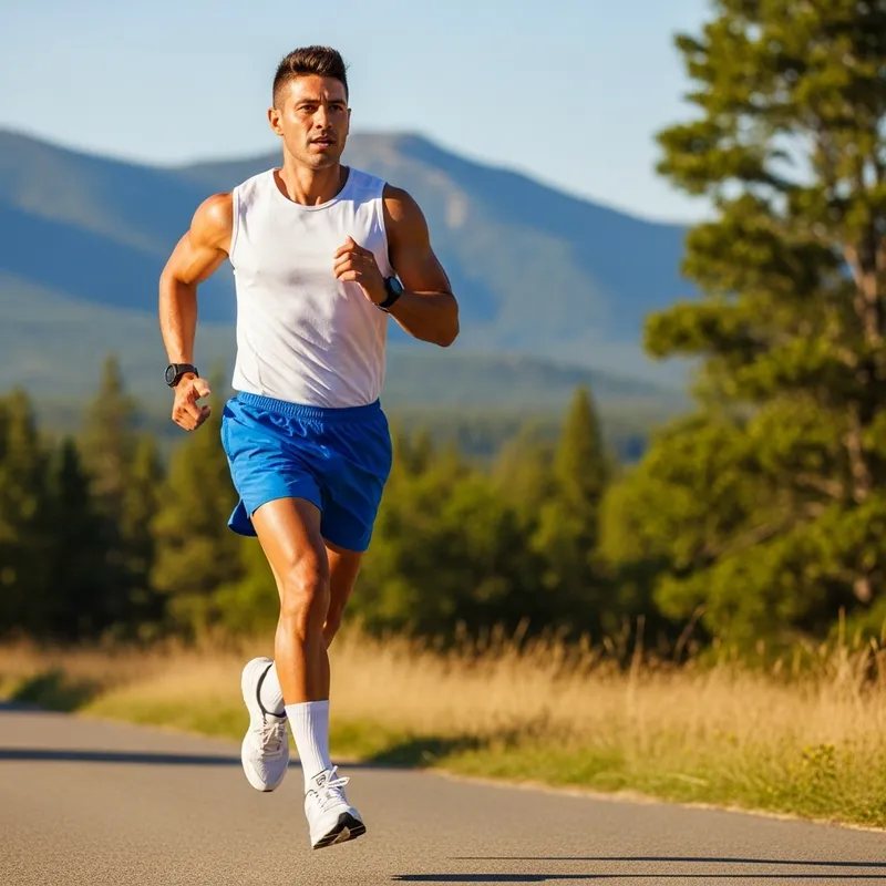Determined Hispanic Man Running Outdoors