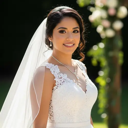 Latinx Woman in Elegant Wedding Gown | Wedding Day Joy