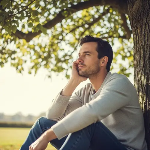 Serene Man Under Tree | Relaxation & Contemplation Scene