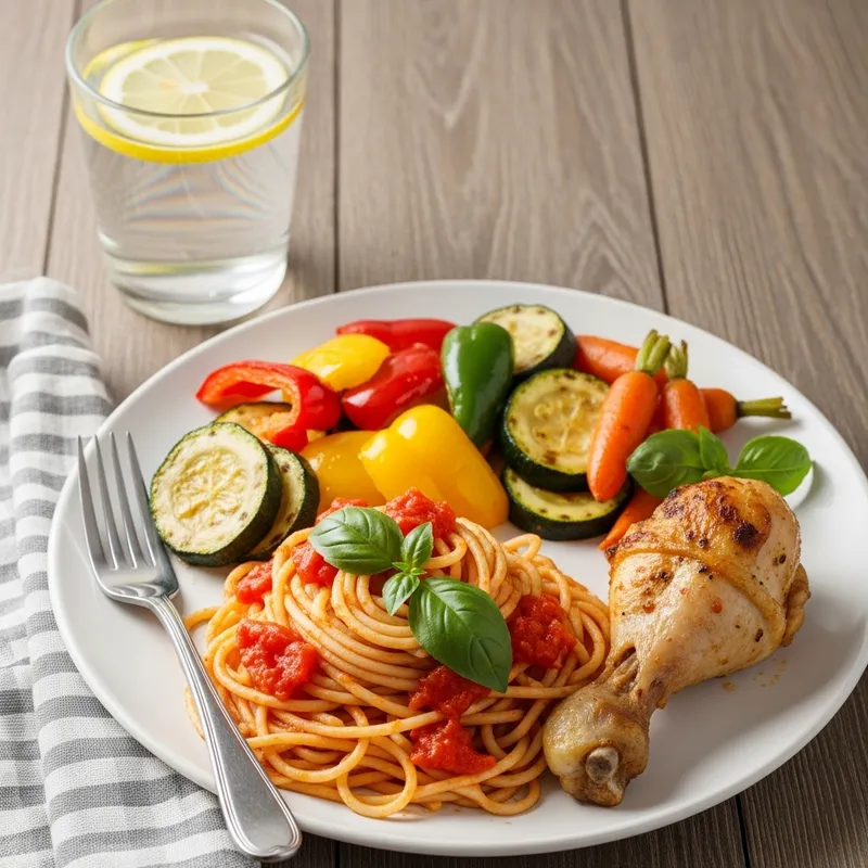 Affordable & Delicious $10 Food: Pasta, Veggies, Baked Chicken