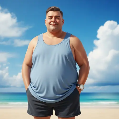 Comfortable Light Blue Tank Top for Overweight Men