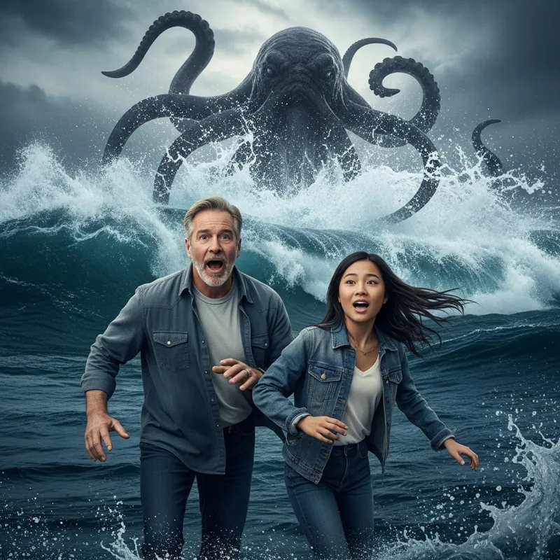 Dennis & Winnie Running from Captivating Kraken