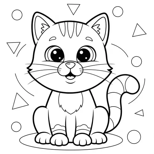 Cute Cartoonic Cat Coloring for Kids 3-4 | Fun & Easy