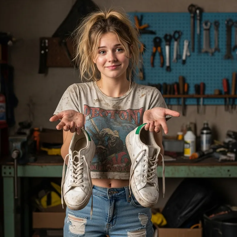 Teen Girl with Dirty Shoes Asking for Cleanup