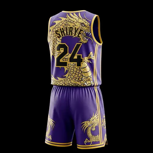 Purple & Gold Dragon-Themed Basketball Uniform Design