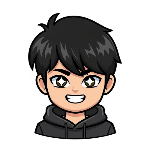 Boy with Black Hair Emoticon - Twitch Style Illustration