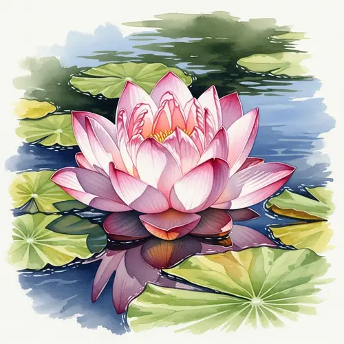Exquisite Lotus Flower Watercolor Art