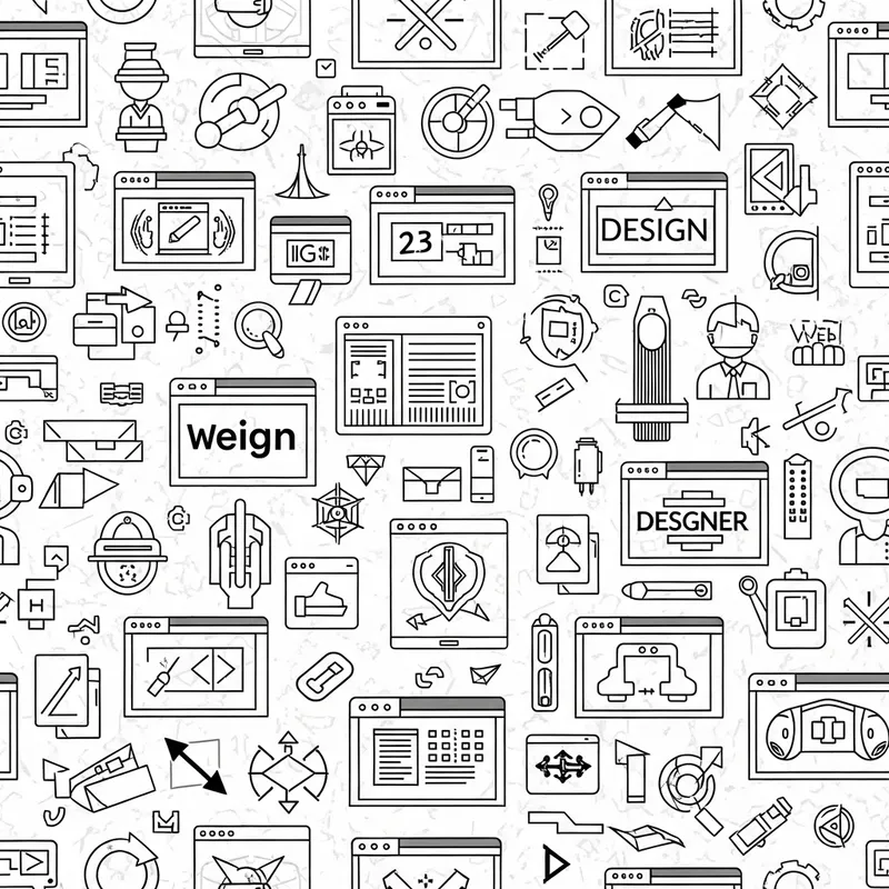 Black and White Web Programming & Design Symbols Pattern