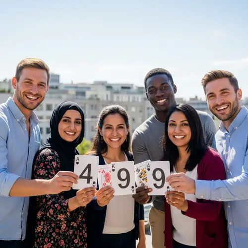 Inclusive Unity: People Holding Number 49 for Harmony